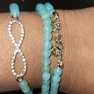 Bella Perlina Gold and Turquoise Bracelet Set